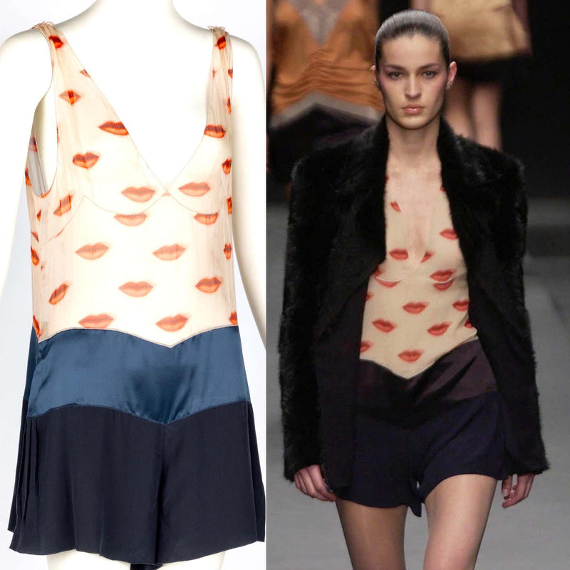 Prada Fall 2002 Silk Lip Print Rromper Runway Look #45