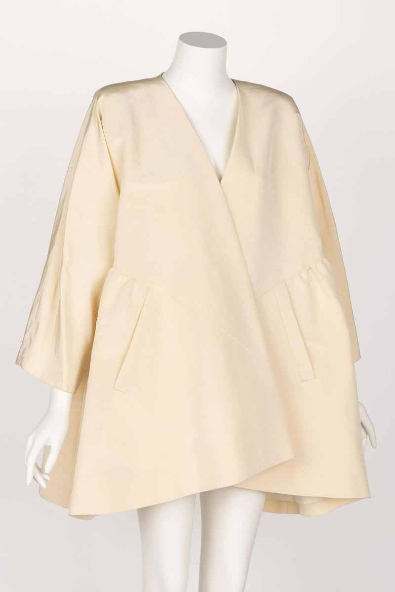 Vintage Givenchy Couture Crème Silk Jacket Coat, 1990s