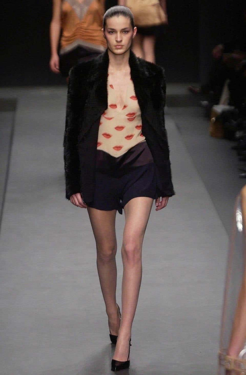 Prada Fall 2002 Silk Lip Print Rromper Runway Look #45