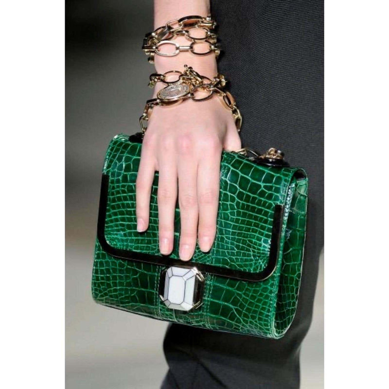 Lanvin Alber Elbaz Turquoise Red Crocodile Effect Woven Chain Bag Spring 2009