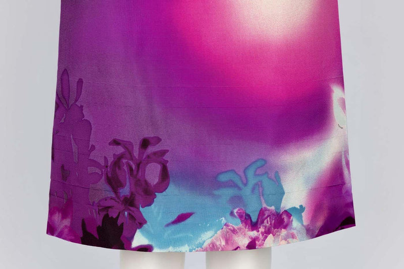 PRADA FALL 2004 PURPLE PINK OMBRE SCENIC PRINT SILK SKIRT