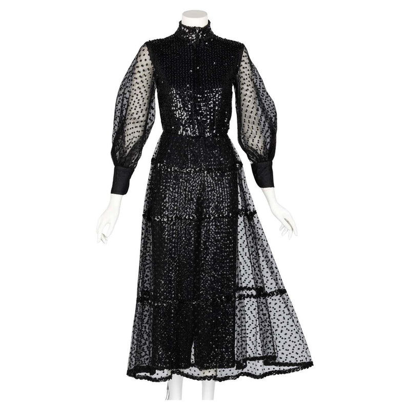 1960s Oscar De La Renta Black Sequin Jumpsuit