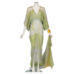 Zandra Rhodes 1970s Painted Embelished Silk Dress