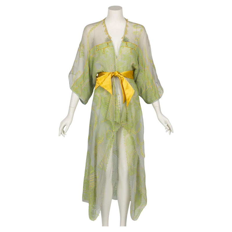 Zandra Rhodes 1970s Painted Embelished Silk Dress