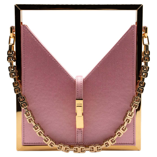 Givenchy Pink Satin Gold Frame Chain Micro Cut Out Bag