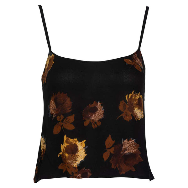 Prada Black Silk Yellow Floral Camisole Top, 2005