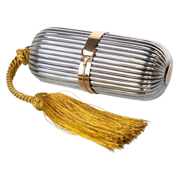 Vintage Gucci Sterling Silver 18K Gold Tassel Minaudiere Clutch