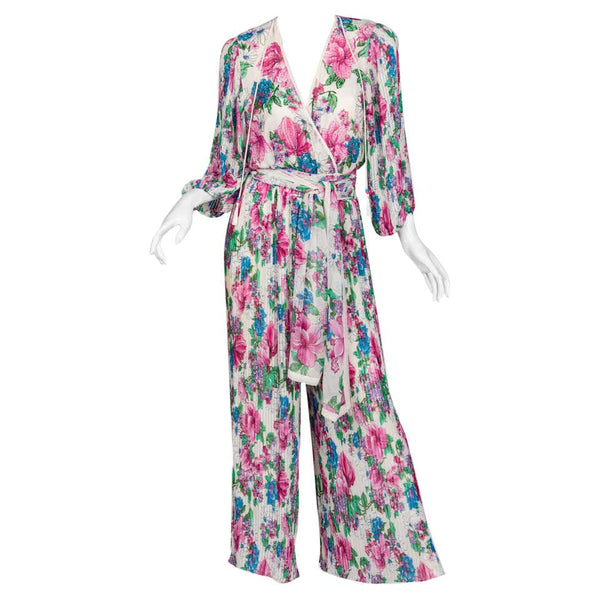 Diane Freis Floral Chiffon Jumpsuit, 1980s