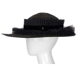 Chanel Black Oval Ruffle Hat Spring 2003