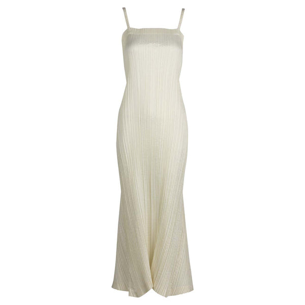 Vintage Issey Miyake Ivory Sleeveless Sculptural Dress Museum Held, 1980s