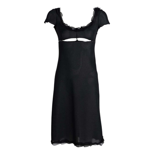 Prada Black Cutout Patent Trim Dress, 1990s