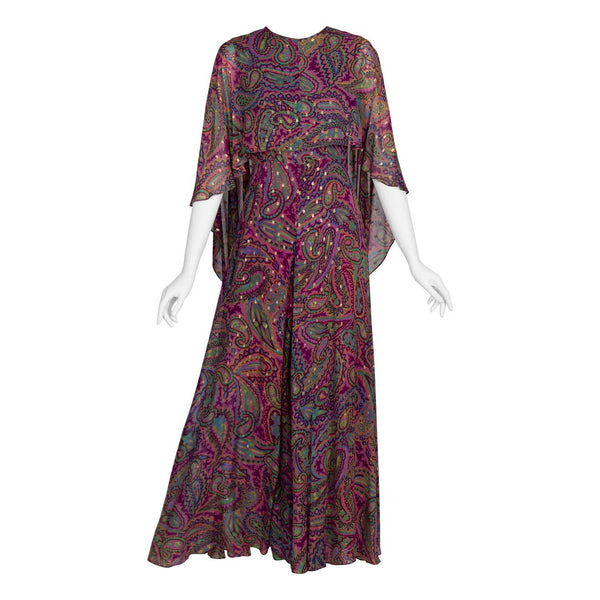 Oscar de La Renta Paisley Print Palazzo Jumpsuit, 1970s