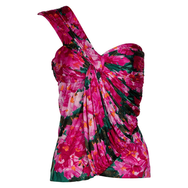 Balenciaga Nicolas Ghesquière Floral Silk One Shoulder Top Spring 2008