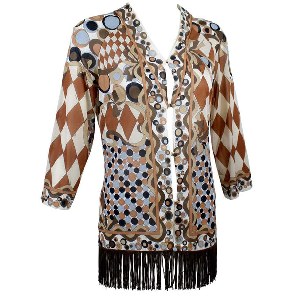 1960s Emilio Pucci for FR Signature Print Fringe Tunic / Top