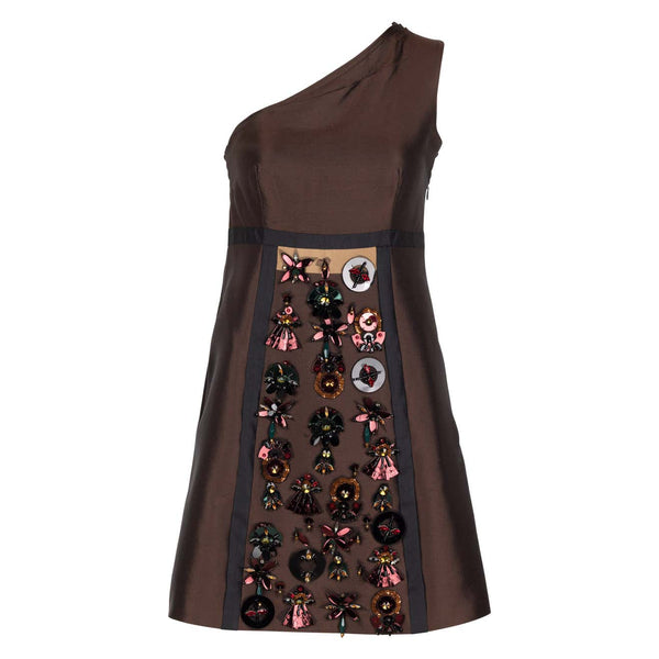 Prada S/S 2005 Majestic Silk Embellished Mini Dress