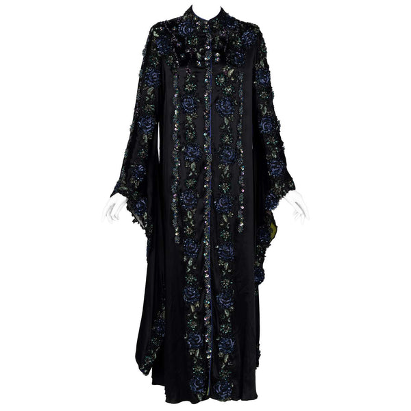 Mina Poe Paris Embellished Silk Caftan Dress