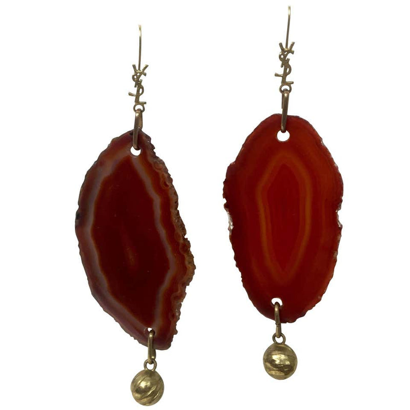 Yves Saint Laurent Arty Agate Orange / Brown Earrings