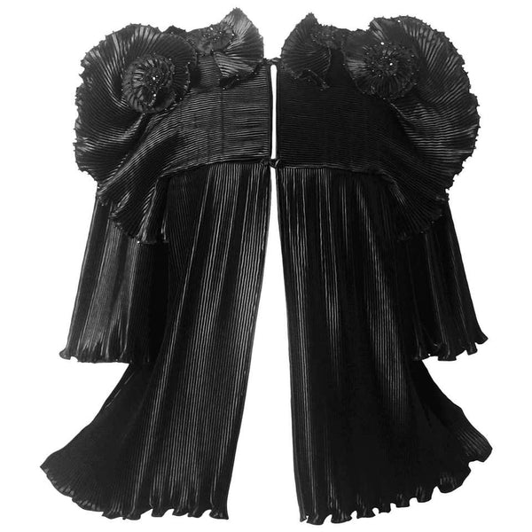 1970s Zandra Rhodes Black Pleated Sculpted Jacket