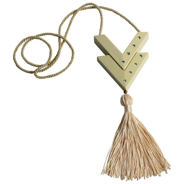 Valentino Vintage Perfume Pendant Pink Tassel Necklace