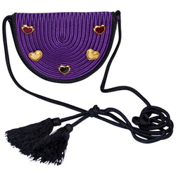 Vinatage Yves Saint Laurent Purple Passementerie Gripoix Hearts Tassel Purse