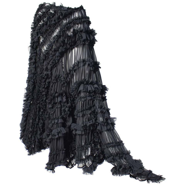 Comme des Garçons 2011 Black Sheer Gathered Long Skirt