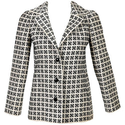 1960s Tiziani Couture by Karl Lagerfeld Black and Ivory Needlepoint Mod Jacket