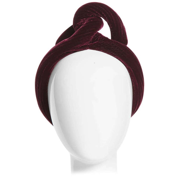 1930s Vintage Velvet Bordeaux Sculptural Turban Hat