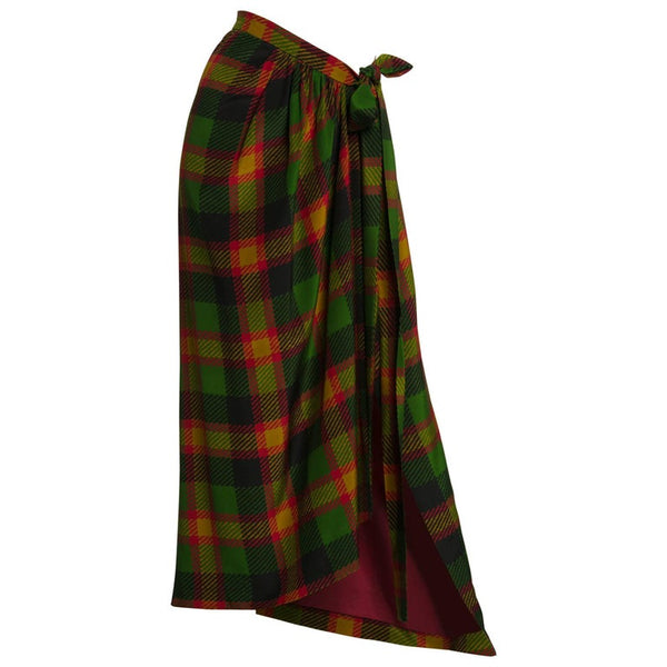 1990s Yves Saint Laurent Silk Plaid Maxi Wrap Sash Skirt Vintage YSL