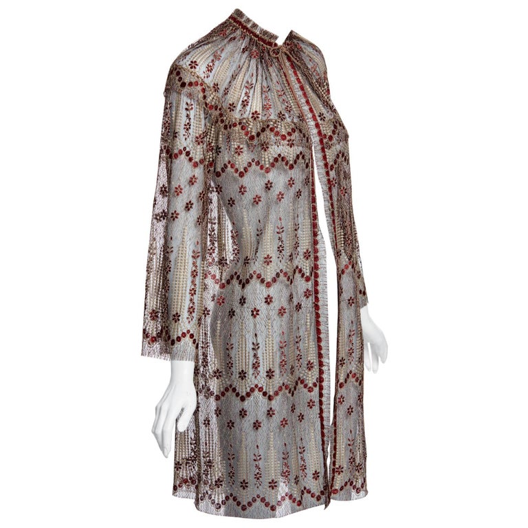 1970s Janice Wainwright Metallic Embroidered Lace Jacket