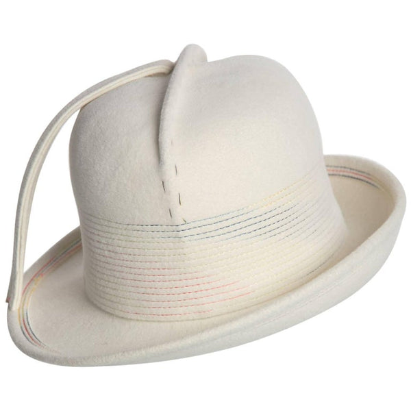 1960s Yves Saint Laurent YSL Sculpted Ivory Felt Fedora Hat