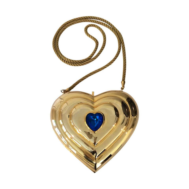 Saint Laurent Love Heart-shaped Minaudière Clutch Bag in Metallic