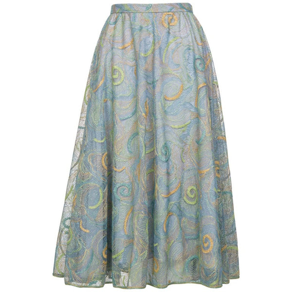 2012 Rodarte Van Gogh Multi-Colored Metallic Embroidered Tulle Circle Skirt