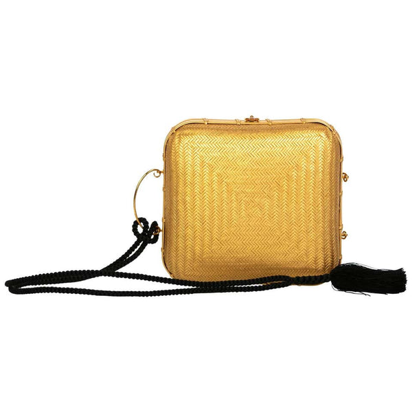 Tiffany & Co. by Elsa Peretti Gold Lacquered Bamboo Tassel Minaudière Bag, 1990s