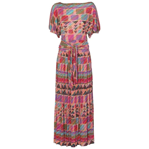 1970s Missoni Multicolored Silk Jersey Maxi Skirt Set