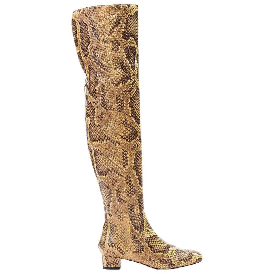 Bally Ochre Python Over The Knee Boots, 2015 – Basha Gold