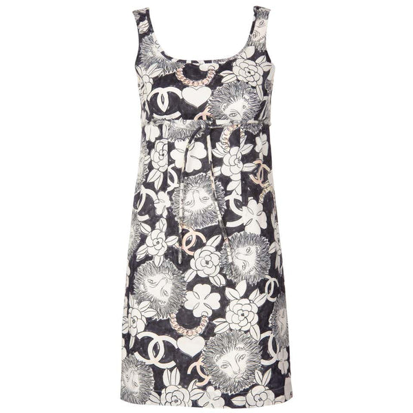 Chanel Lion Camellia Logo Sleeveless Mini Shift Dress