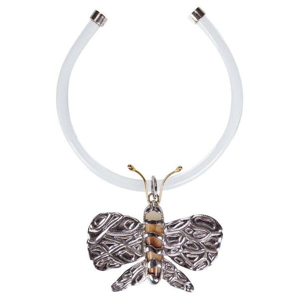 Chloè Lucite Silver Butterfly Collar Necklace, 2004