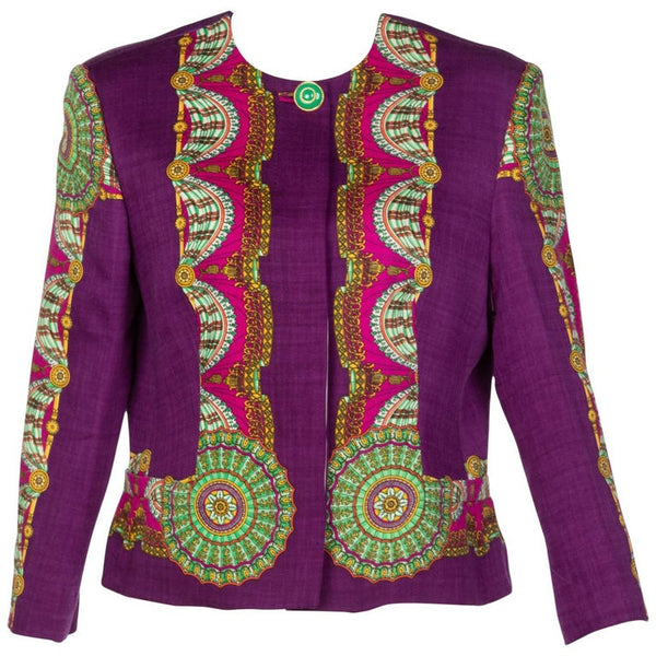 Gianni Versace Couture Purple Green Print Jacket, 1990s