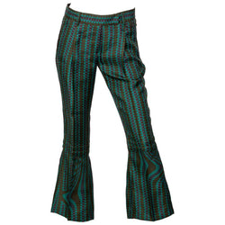 Prada Fairy Collection Green Purple Printed Flared Runway Pants, 2008