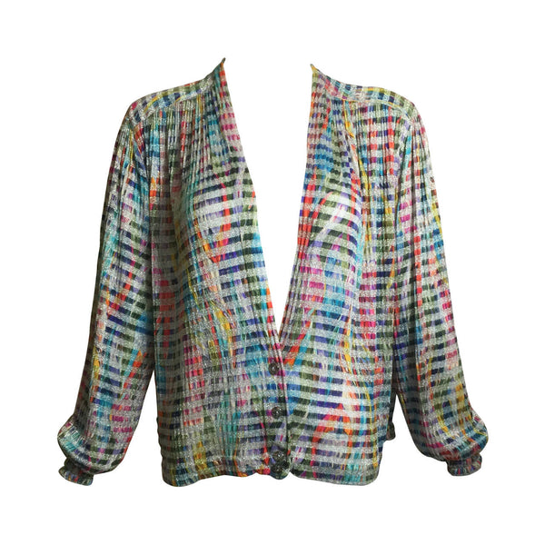 1970s Missoni Metallic Knit Cardigan Top