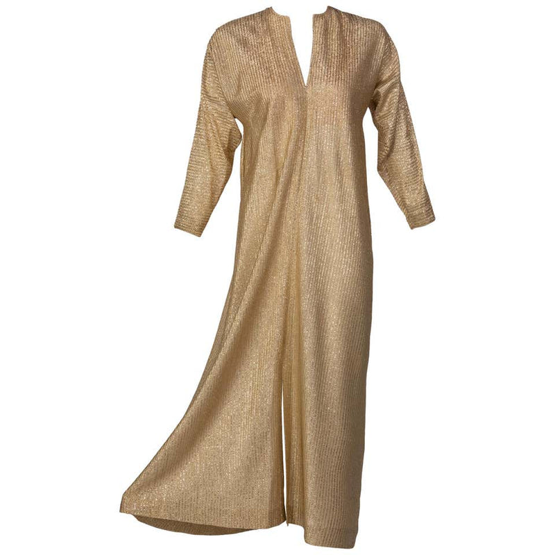 Halston Metallic Gold Caftan dress, 1970s