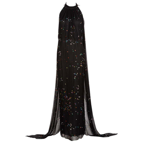 Givenchy Black Confetti Print Silk Cut-Out Back Gown, 2014