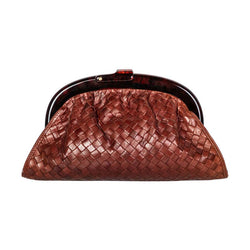 Bottega Veneta Burgundy Intrecciato Leather Clutch, 1980s