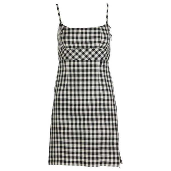 Vintage Chanel Black White Silk Gingham Dress