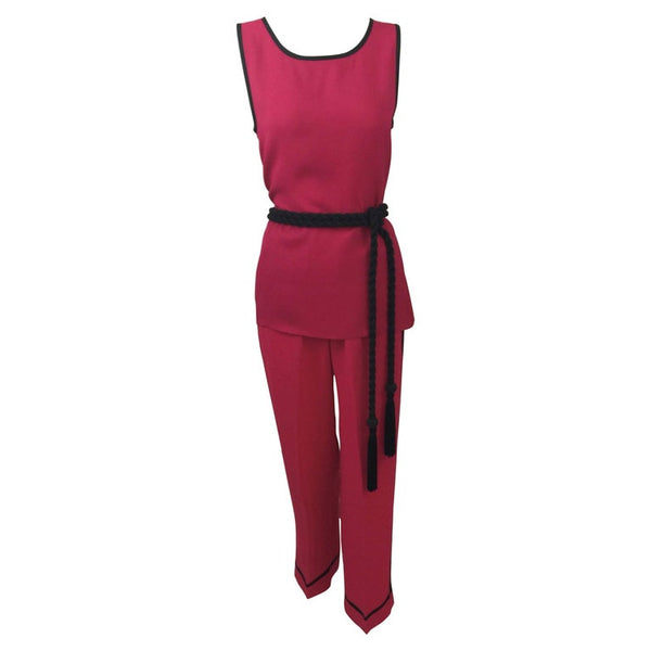 Vintage Saint Laurent 1970s Top, Pants & Tassel Belt Set YSL