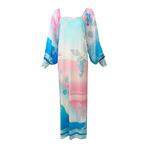 1970s Leonard Paris Silk Chiffon & Jersey Maxi Dress