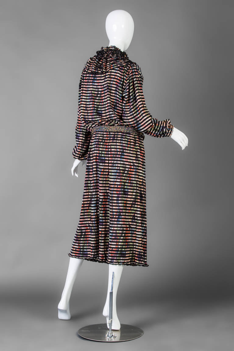 1980s Missoni Multicolored Dress with Matching Ruffle Collar and Belt