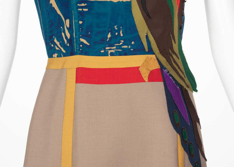 Prada Sleeveless Silk Mohair Parrot Applique Dress Runway, 2005