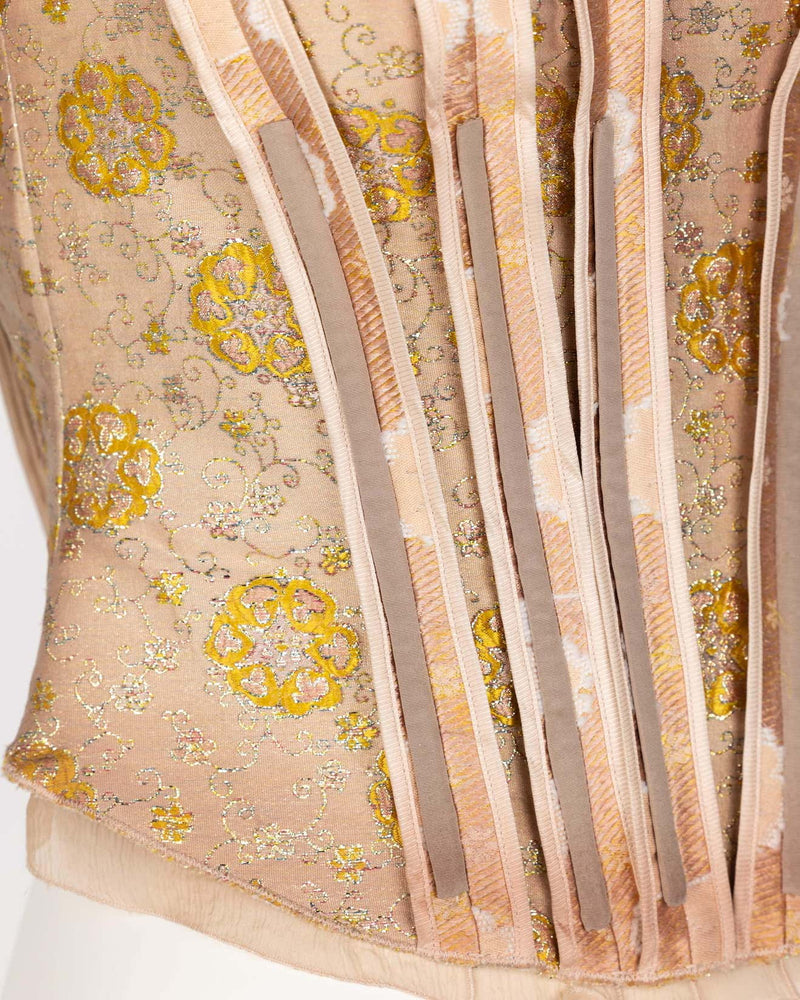 Prada Pink & Gold Floral Brocade Corset Top – Basha Gold