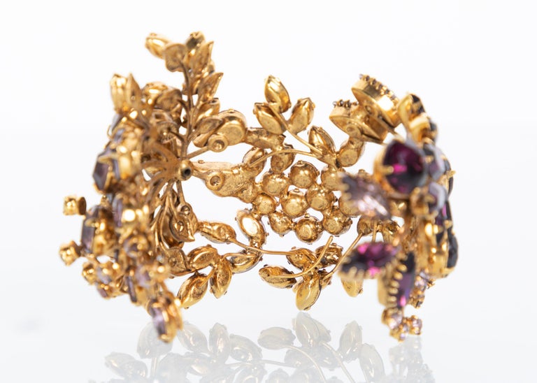 Tom Binns Swarovski Crystal Floral Garden Cuff Bracelet Unsigned